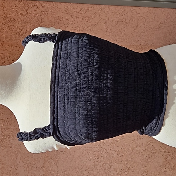 Abercrombie & Fitch black crop top ruched straped size small - Picture 3 of 13